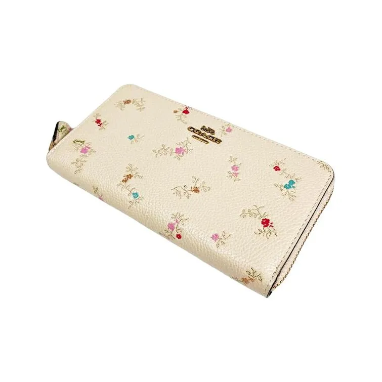 COACH Accordion Zip Pebbled Leather Wrist Bag Clutch Wallet Small Size Women's Wool White-2