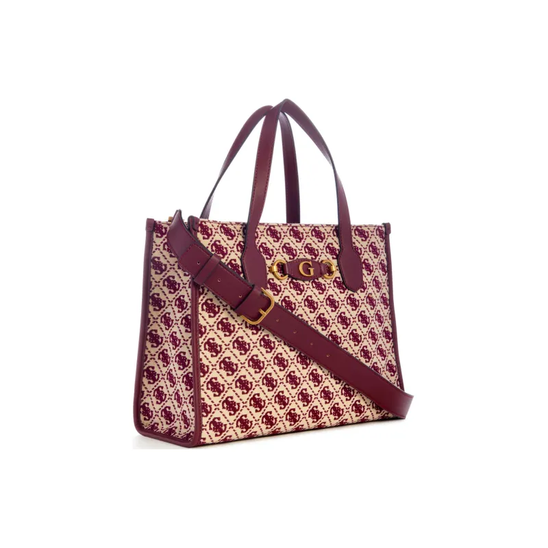 GUESS Artificial Leather Tote Bag Shopping Bag Shoulder Bag Crossbody Bag Handbag Women's Burgundy-1