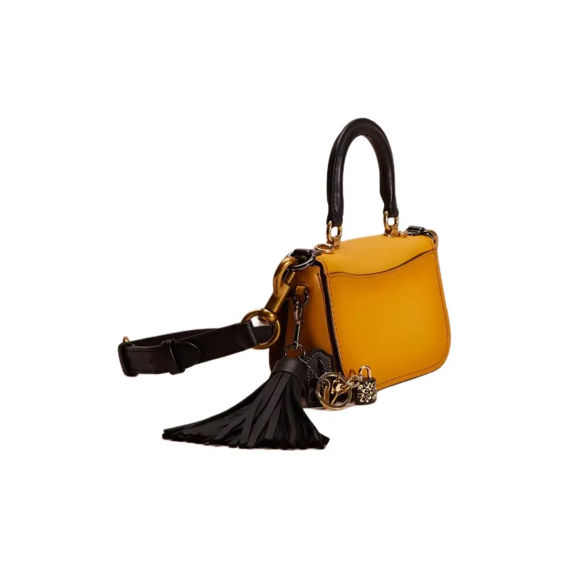 COACH Swagger Polished Glove Tanned Leather Crossbody Bag Shoulder Bag Women's Deep Bronze With Gold Accents-1