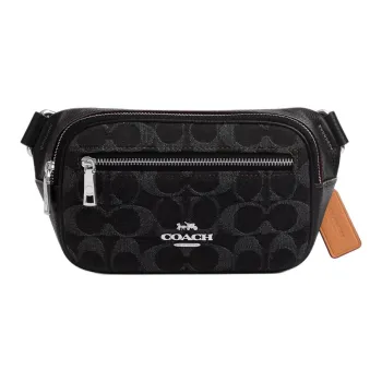 COACH Belt Denim One Shoulder Crossbody Fanny Pack Mini Unisex Black
