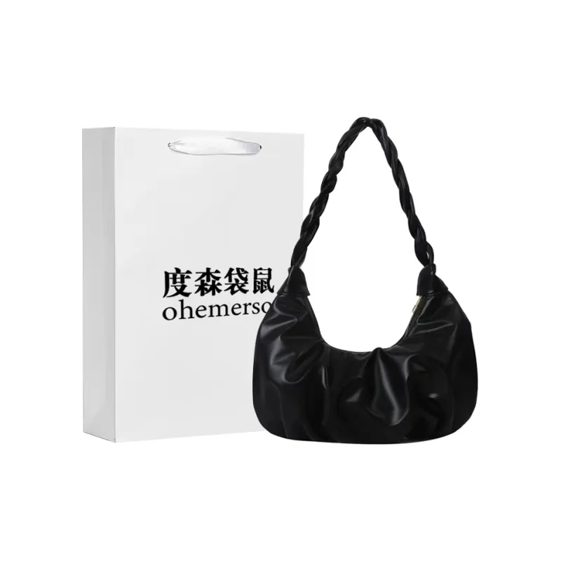 Dusen Kangaroo PU Shoulder Bag Regular Women's White/Silver/Black-7
