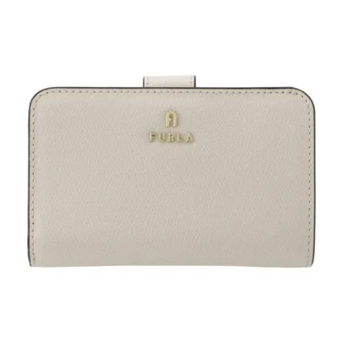 Furla Embossed Calfskin Card Holder Wallet Unisex Marshmallow White