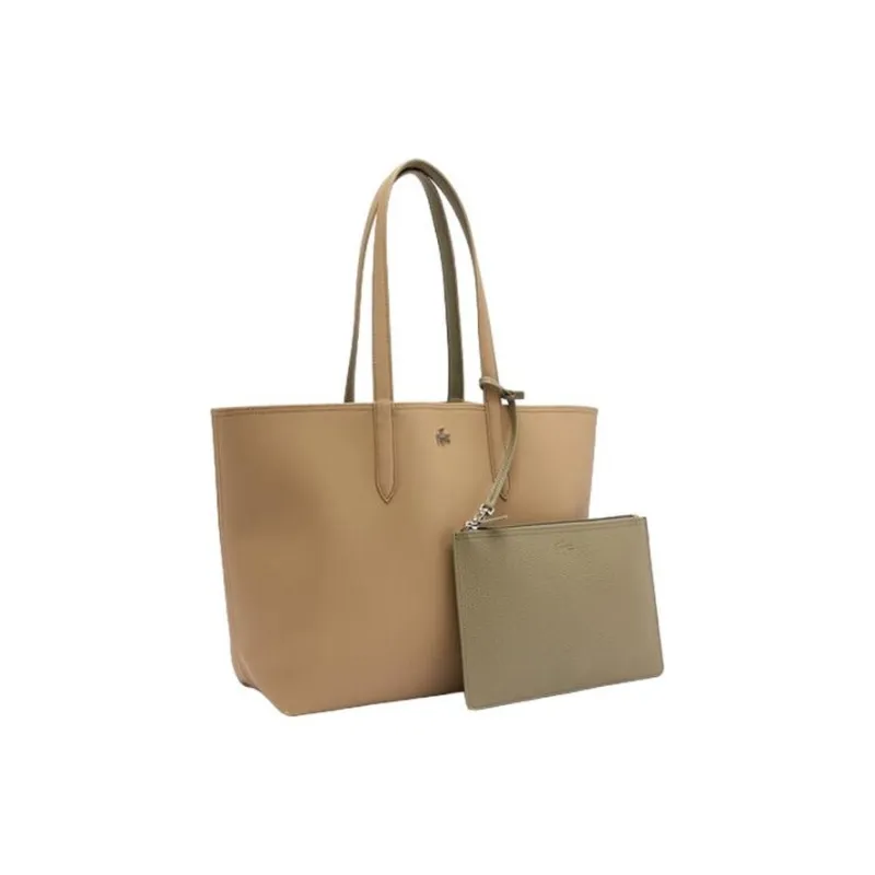 LACOSTE PVC Tote Bag Shopping Bag Shoulder Bag Handbag Women's Brown & Green-2
