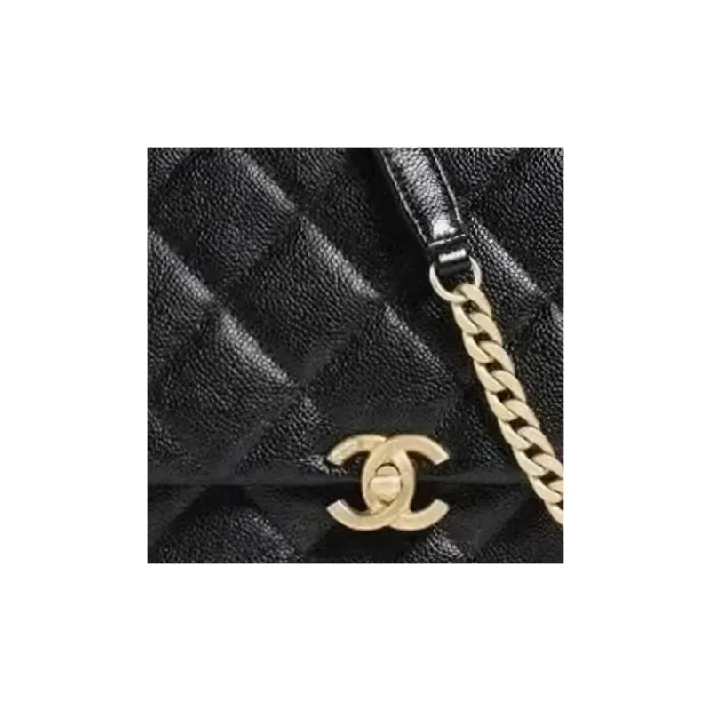 CHANEL Grained Embossed Cow Leather Mouth Cover Bag Crossbody Bag Shoulder Bag Women's Black-4