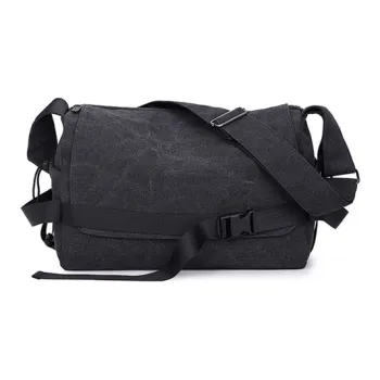 GKY Canvas Bag, Messenger Bag, Shoulder Bag, Crossbody Bag Medium Size Unisex Black