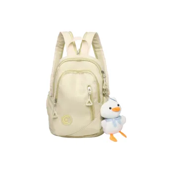 FAMAN Nylon Fabric Backpack Small Size Women's Ecru/Black/Yellow/Green