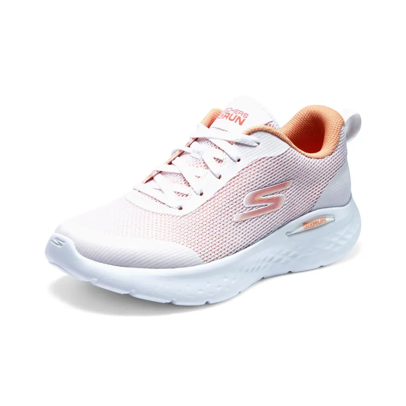 Skechers Go Run Lite Cushioning Breathable Low Top Casual Running Shoes Women's White Orange-2