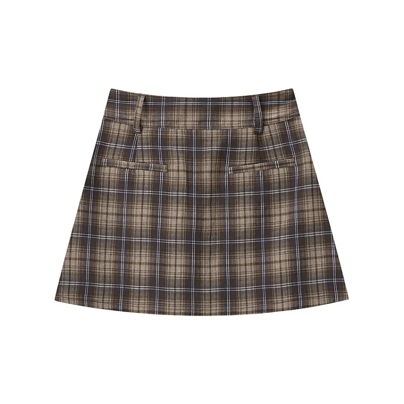 LEDIN Casual Short Skirts Women's Unisex Plaid-1