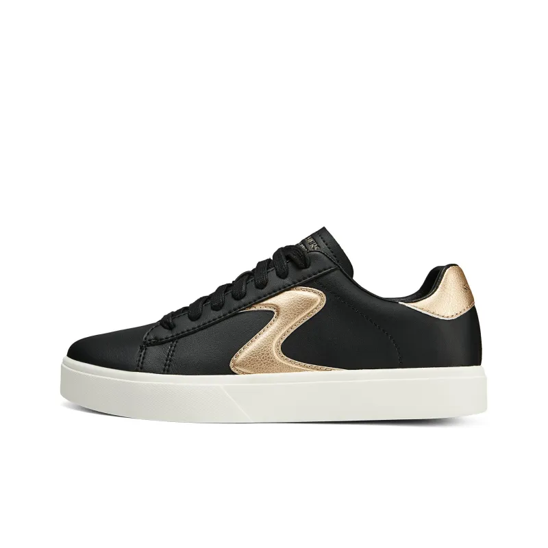 Skechers Low Top Skateboard Shoes Women's Black Gold-0