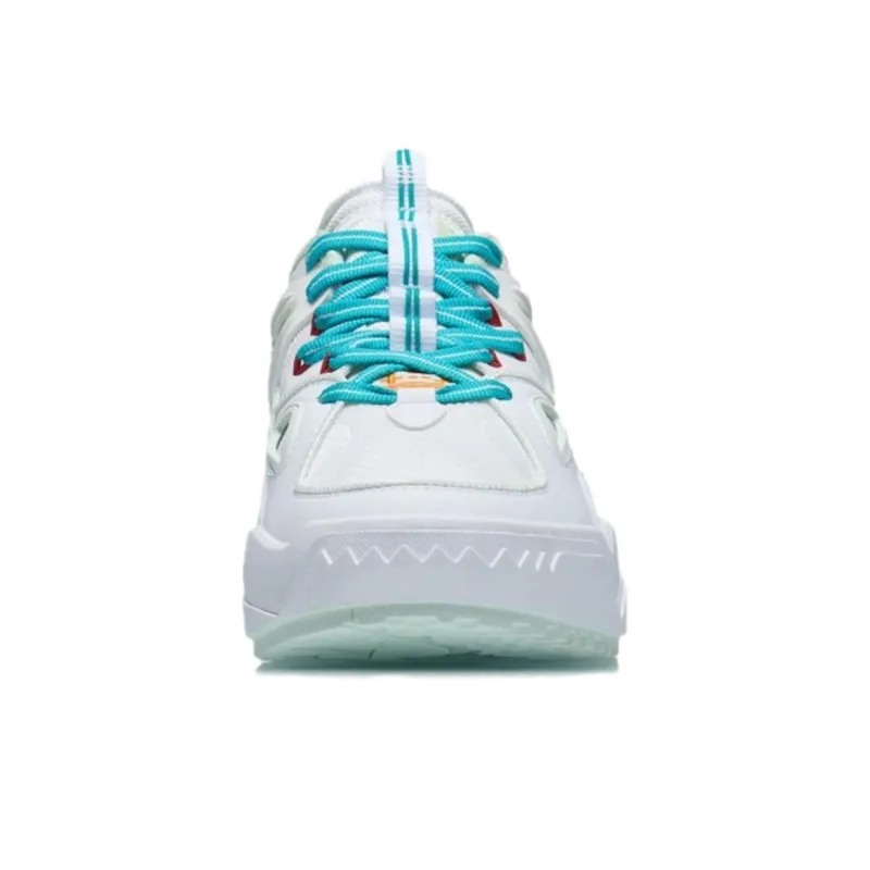 LiNing CF Twinkle Star Cushioning Lightweight Slip Resistant Breathable Low Top Skateboard Shoes Women's White Blue-3