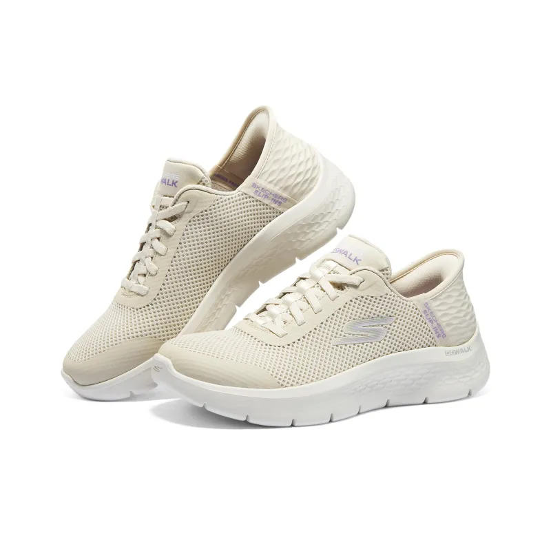 Skechers Go Walk Fle Anti-Slip Wear-Resistant Breathable Moisture-Wicking Low-Top Casual Running Shoes Women's Ecru-3