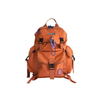 KOUGA Nylon Fabric Backpack Large Size Unisex Orange/Gray Coffee