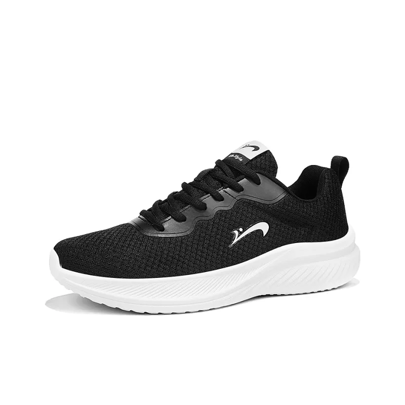 K bird Cushioned Wear Resistant Breathable Low Top Casual Running Shoes Men's Black White-2
