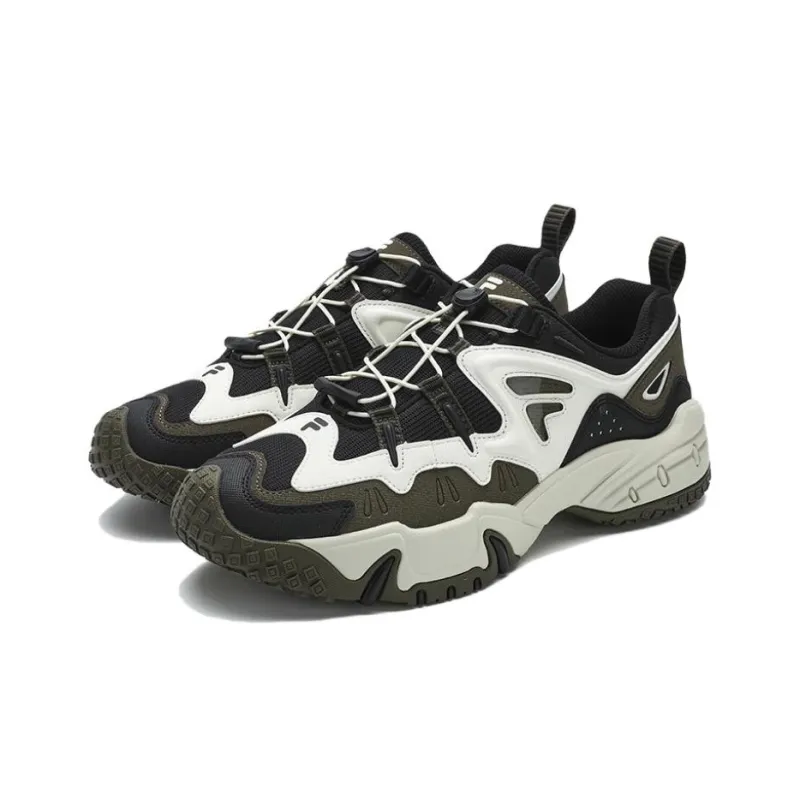 FILA FUSION KRIPTONITE Cushioned Wear Resistant Moisture Wicking Low Top Casual Shoes Men's White Black Brown-2