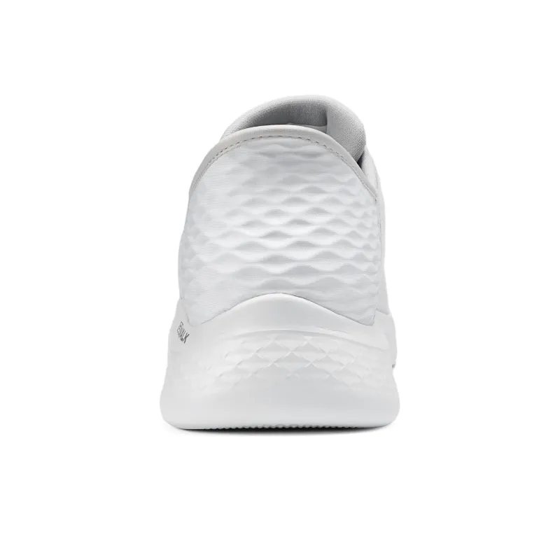 Skechers Go Walk Fle Hands Free Slip Ins Shock Absorbers Low Top Casual Shoes Men's White Gray-3