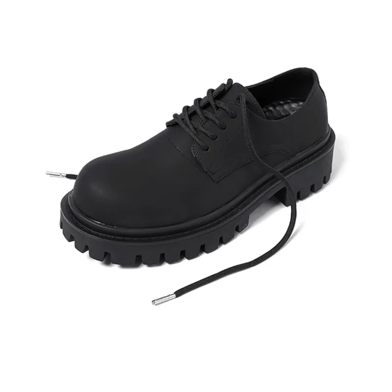 GZZ Dress Shoes Men Low Top Black-4