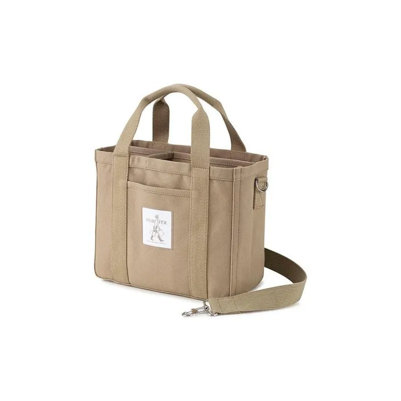 PORTER Heavy Plain Weave Canvas One Shoulder Crossbody Canvas Bag Handbag Unisex Taupe-1