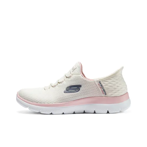 Skechers Hands Free Slip Ins Anti Slip Wear Resistant Low Top Casual Shoes Women's Pink White