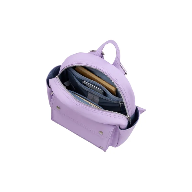 PORTER Linen With PU And Leather Patchwork Backpack Unisex Honey Lavender-3