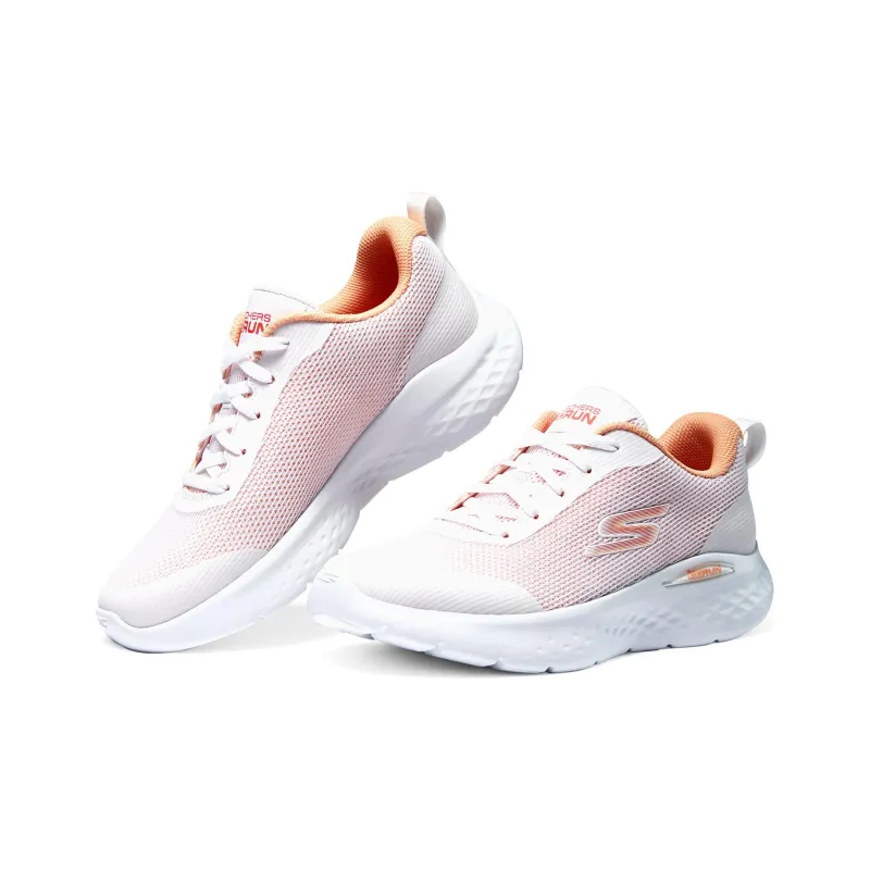 Skechers Go Run Lite Cushioning Breathable Low Top Casual Running Shoes Women's White Orange-3