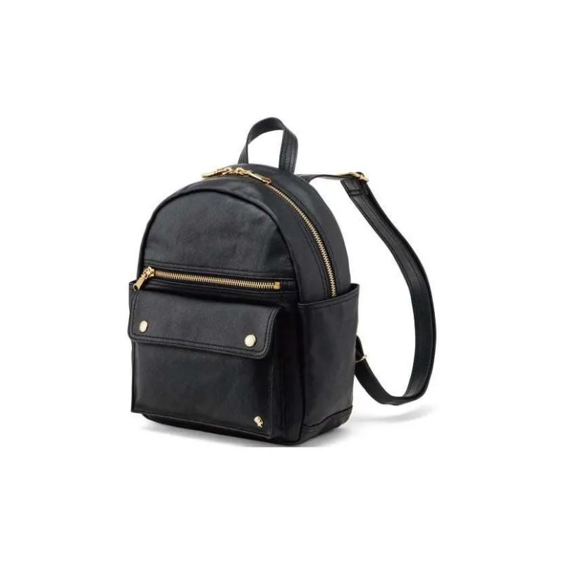 PORTER Linen With PU And Leather Patchwork Backpack Unisex Black-1