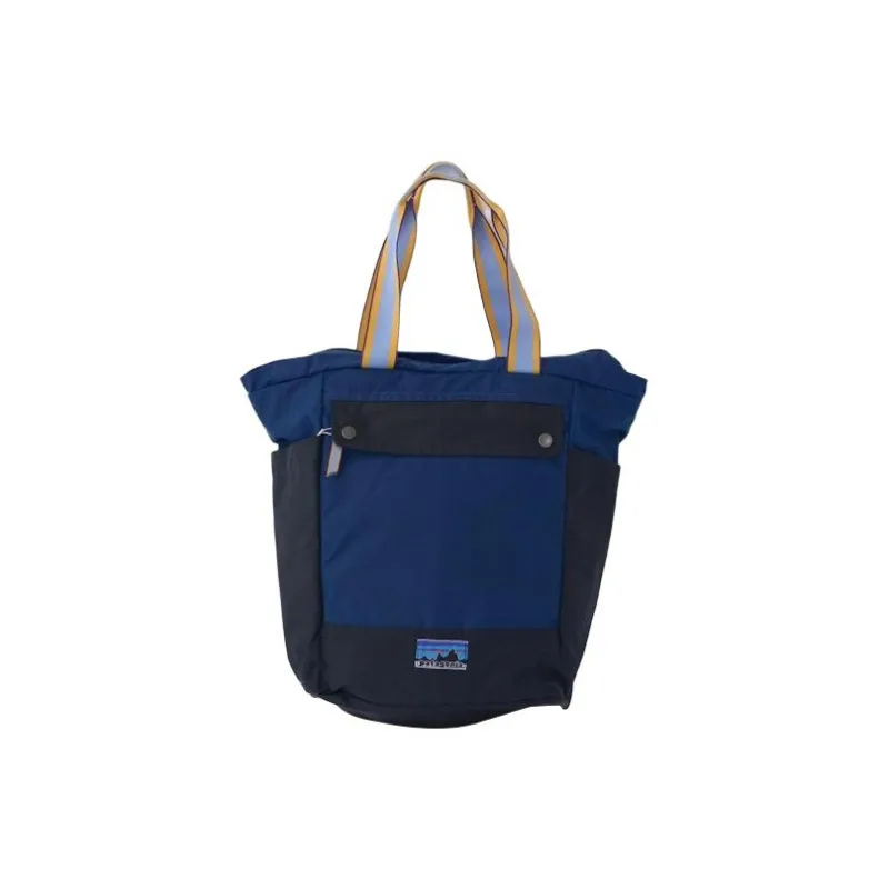 Patagonia Cotton Plain Weave Woven Fabric Tote Bag Shopping Bag Shoulder Bag Handbag Regular Unisex Marine Blue & Black-1