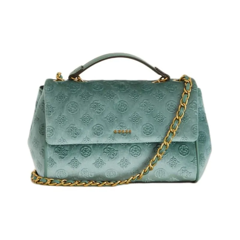 GUESS Velvet Handbag Shoulder Bag Crossbody Bag Women's Green-0