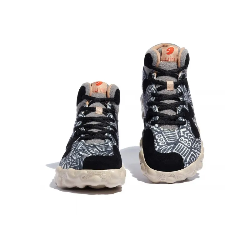 U.IN Painted Travel Shoes Figuras 3 African Artistic Collection Mid-Top Chunky Sneakers Men's-2