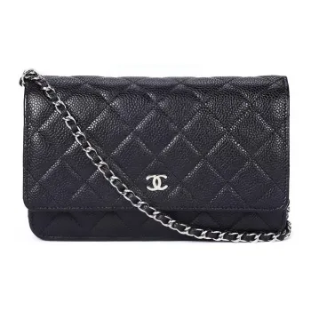 CHANEL Embossed Calfskin Chain Bag Mahjong Bag Shoulder Bag Regular Women's Black