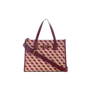 GUESS Artificial Leather Tote Bag Shopping Bag Shoulder Bag Crossbody Bag Handbag Women's Burgundy