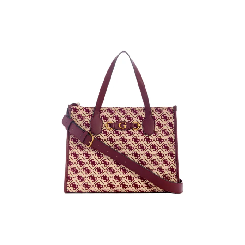 GUESS Artificial Leather Tote Bag Shopping Bag Shoulder Bag Crossbody Bag Handbag Women's Burgundy-0