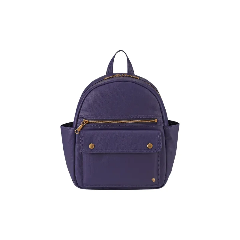 PORTER Linen With PU And Leather Patchwork Backpack Unisex Smoke Purple-0