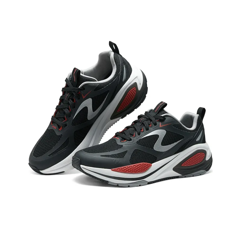 Skechers Sport Cushioning Wear Resistant Low Top Casual Shoes Men's Black Red-3