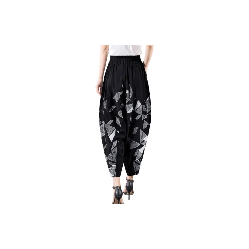 Cypress House Casual Pants Women's Black With White Geometric-1