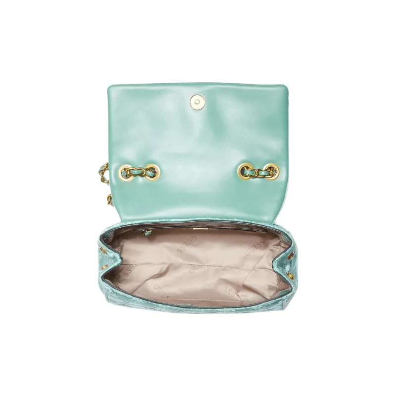 GUESS Velvet Handbag Shoulder Bag Crossbody Bag Women's Green-3
