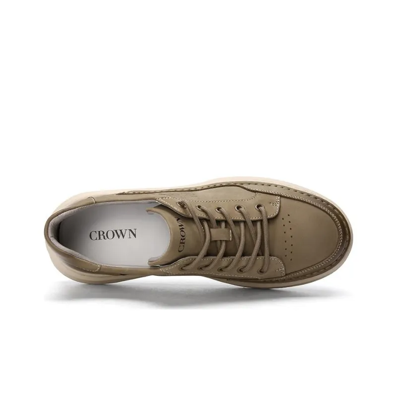 CROWN Low Top Skateboard Shoes Men's Brown One Yard Larger-2