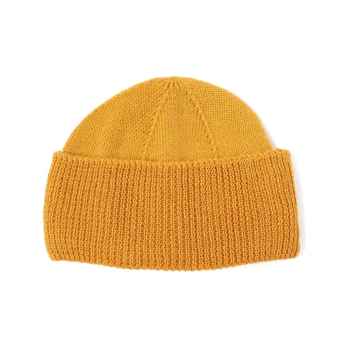 Beams Linen, Polyester, Polyurethane Beanies Men's Yellow