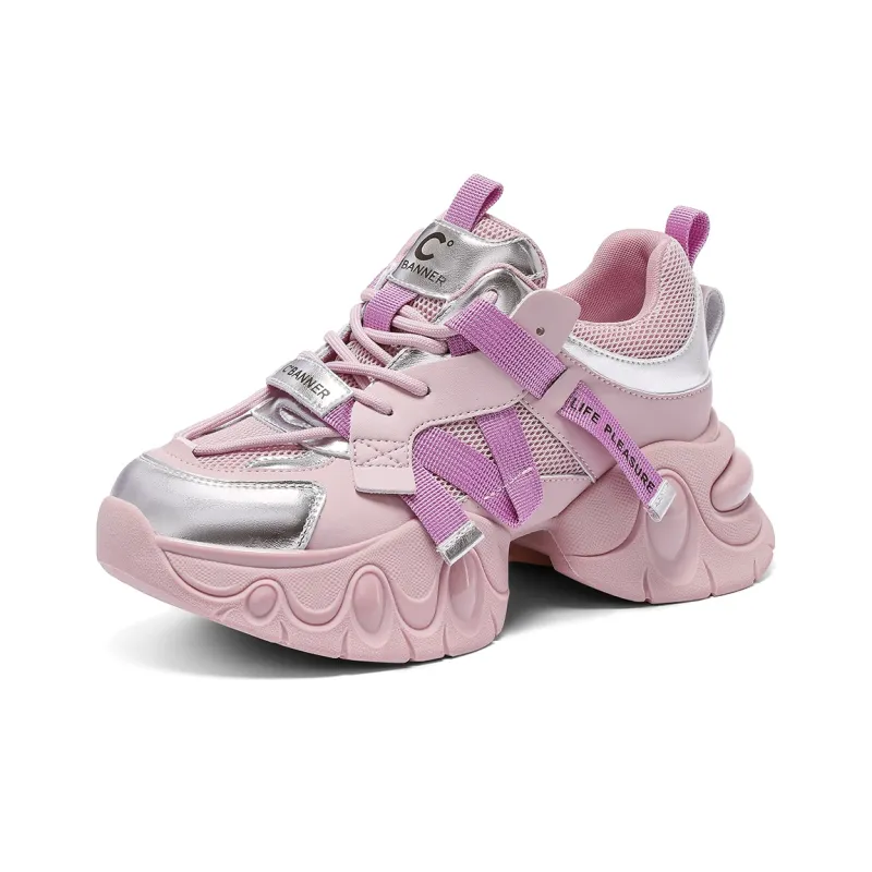 C°BANNER Low Top Chunky Sneakers Women's Purple Silver-1