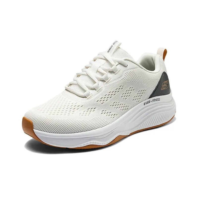 Skechers Cushioning Breathable Low Top Running Shoes Men's White Black-2