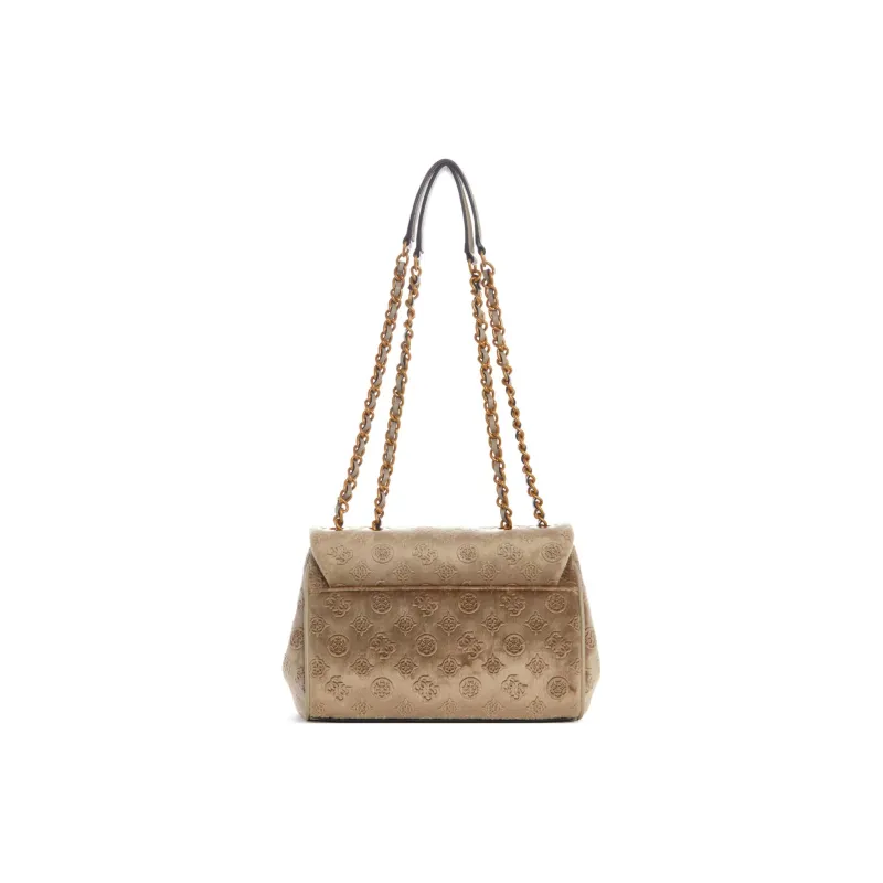 GUESS Velvet Shoulder Bag Crossbody Bag Women's Light Brown-2