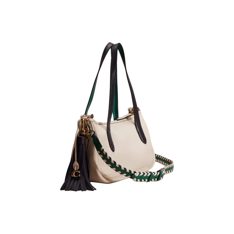 COACH Cary Soft Pebbled Leather Handbag Shoulder Bag Crossbody Bag Large Size Women's Brass & Chalk White-1