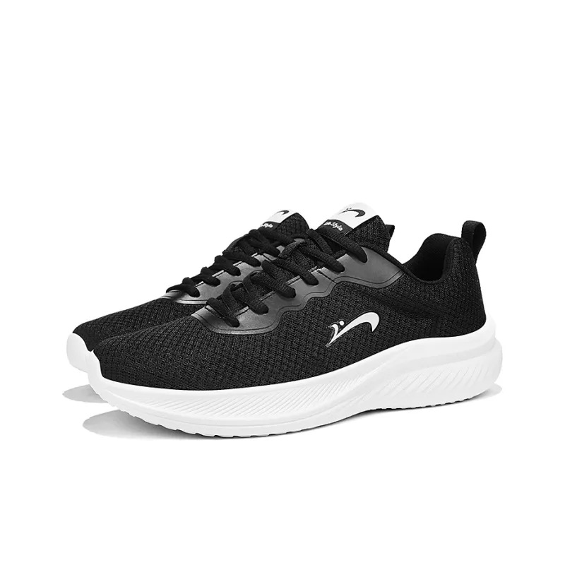 K bird Cushioned Wear Resistant Breathable Low Top Casual Running Shoes Men's Black White-3