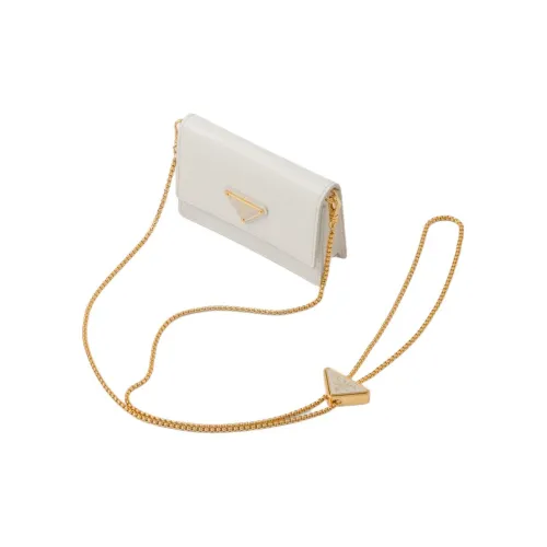 PRADA Saffiano Leather Card Holder Women's White