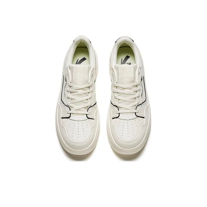 Anta Non slip Lightweight Low Top Skateboard Shoes Women's White Black-1