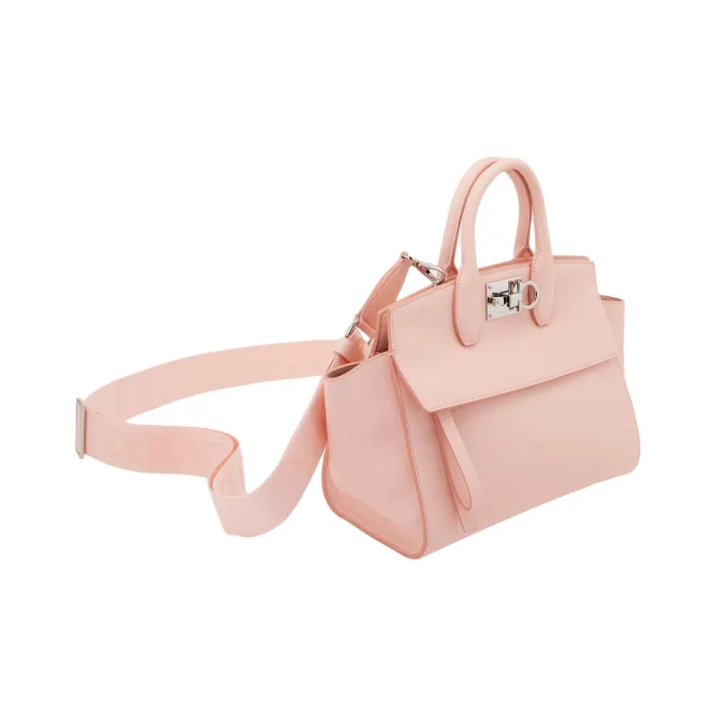 FERRAGAMO Studio Embossed Calfskin Handbag Small Size Women's Nylon Pink-1