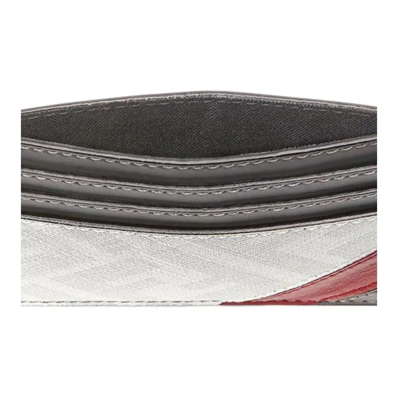 FENDI Fabric With Calfskin Card Holder Card Holder Men's Gray-7