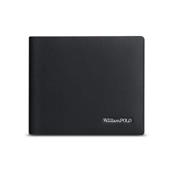 WilliamPOLO Top Grain Cow Leather Short Wallets Men's Black/Coffee
