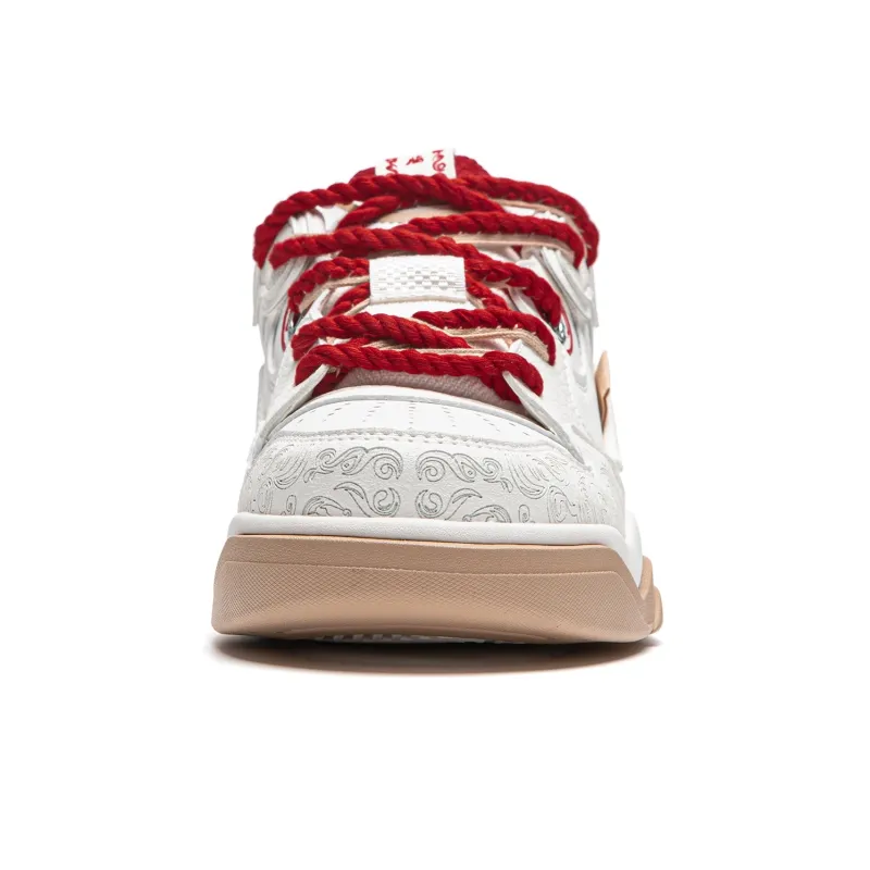 LiNing Zhi Cheng 2.0 Rouge Memory Cushioning Wear-Resistant Low-Top Skateboard Shoes Unisex White Red-4