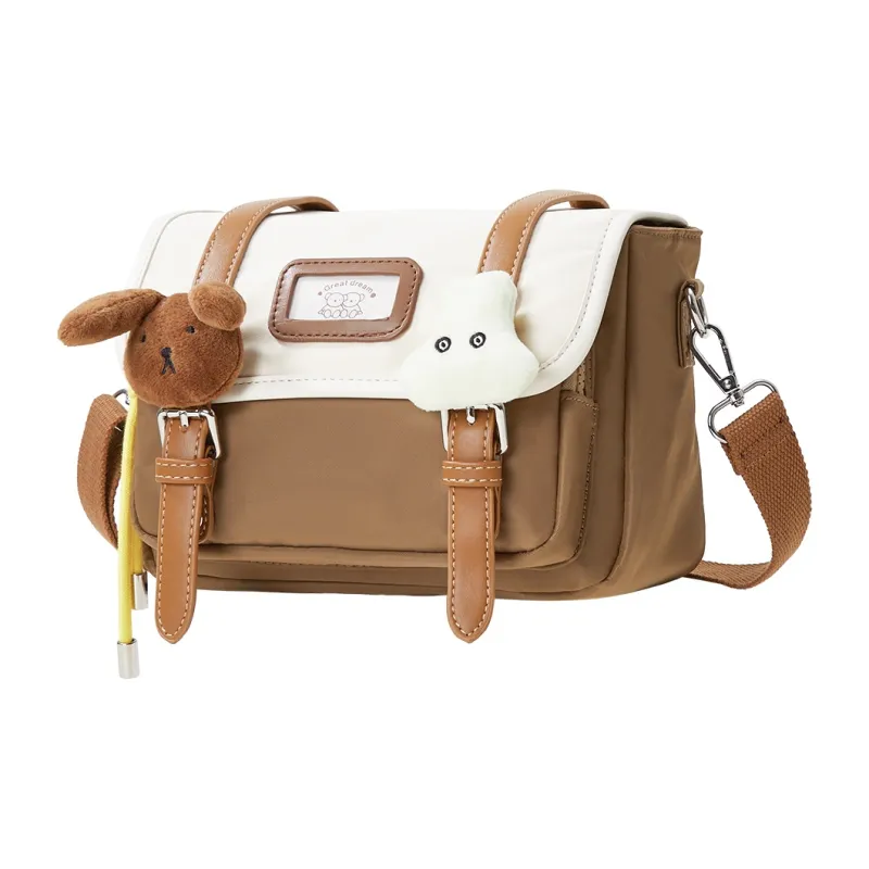 Miffy Nylon Fabric Students Casual Versatile Color Blocking Shoulder Bag Crossbody Bag Regular Women's Yellow/Brown-2