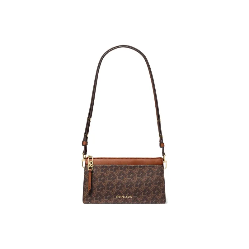 MICHAEL KORS Canvas Blended With Polyester Crossbody Bag Shoulder Bag Small Size Women's Dark Brown-2